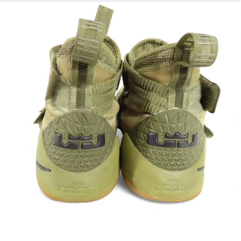 NIKE Lebron Soldier XI/11 Olive Green Sneakers 897646-200 Camo Mesh Suede 10.5